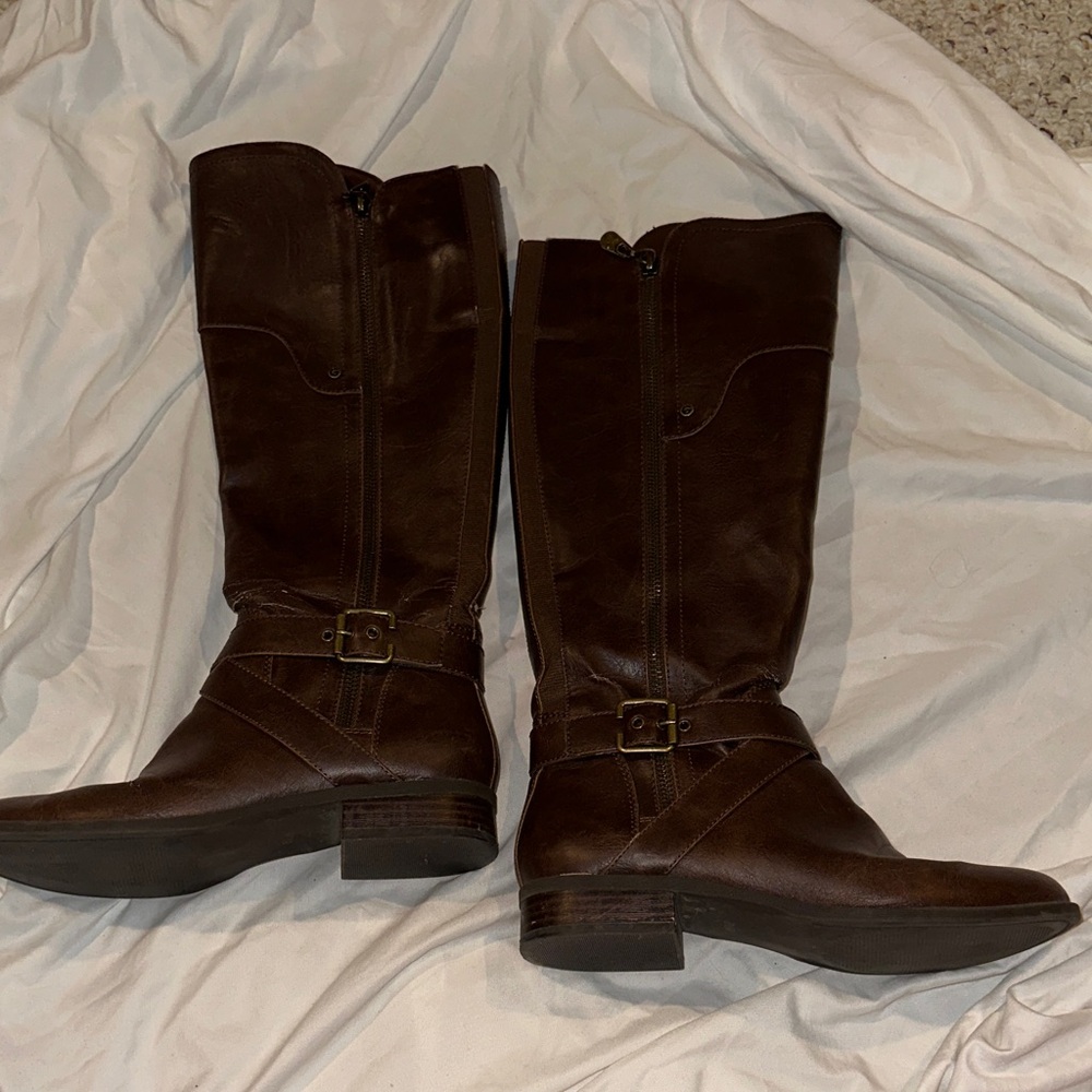 Brown Leather Knee-High Boots